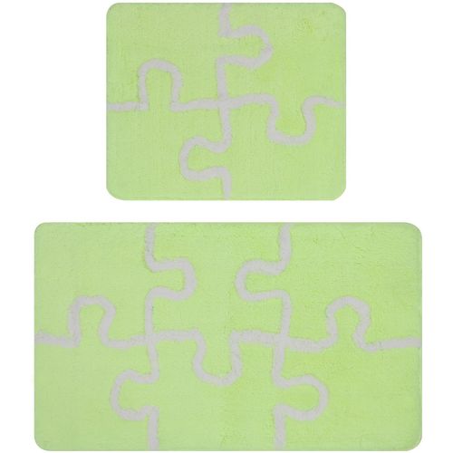 Colourful Cotton Set akrilnih kupaonskih prostirača (2 komada) Puzzle - Neon Green slika 5