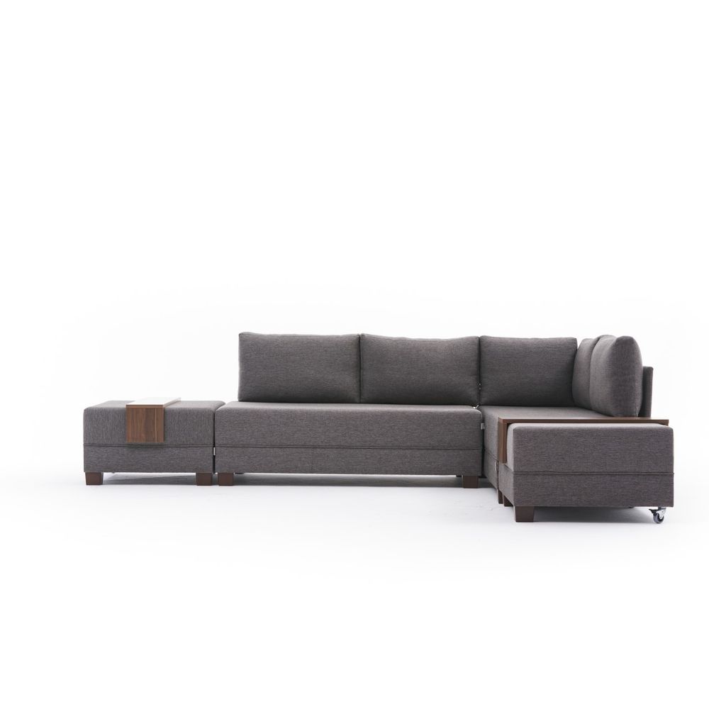 Ugaona Sofa na Razvlačenje Fly - Desni Kut, Braon slika 5