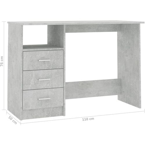 Radni stol s ladicama siva boja betona 110 x 50 x 76 cm iverica slika 19