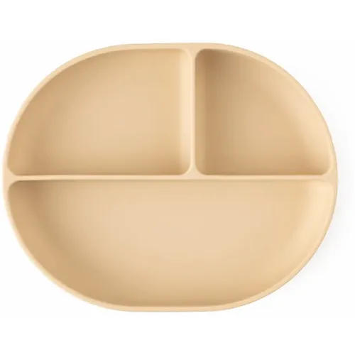 PETITE&amp;MARS Silikonski ovalni tanjur s odjeljcima i vakuumom 6 m+ Take&amp;Match, Desert Sand slika 2