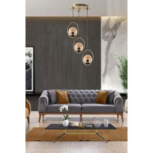 Ring 3 Lü Tepsili Bal Camlı Eskitme Sarkıt Copper Chandelier