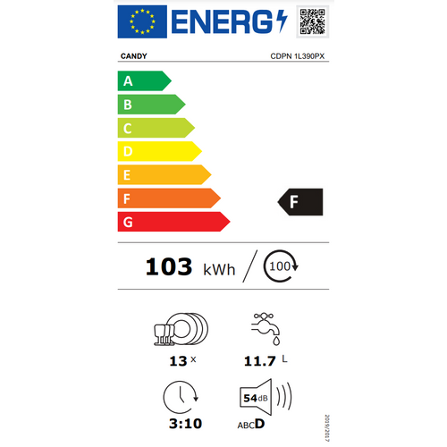 Candy CDPN1L390PX Mašina za pranje sudova, 13 kompleta, Širina 60 cm, Inox slika 9