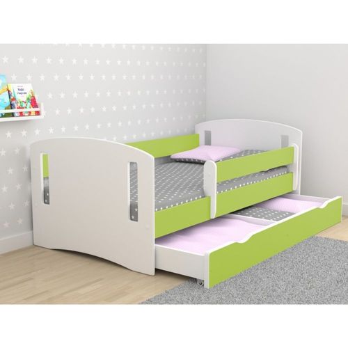 Drveni dečiji krevet Classic 2 sa fiokom - zeleni - 160x80cm slika 1
