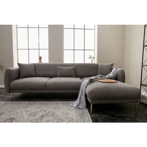 Atelier Del Sofa Kutna garnitura na razvlačenje, Sivo Zlato, Simena Right - Grey slika 1