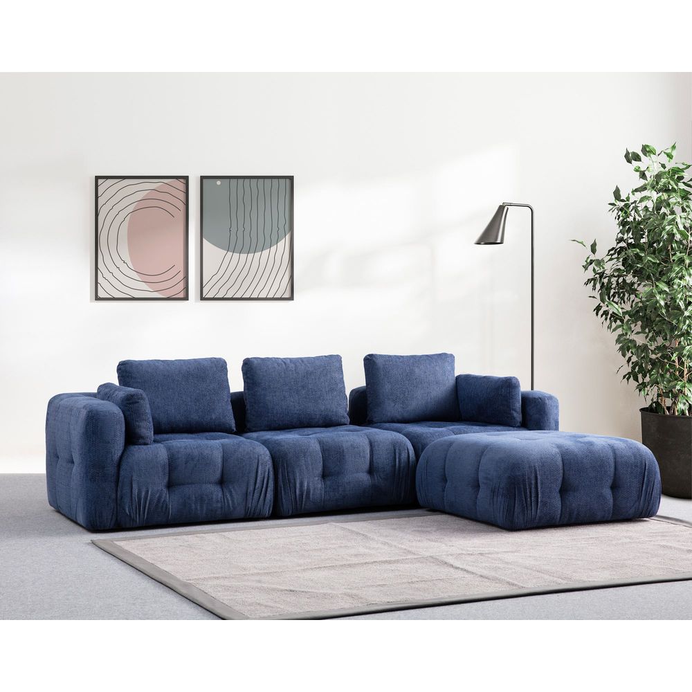 Amaris Troosjed sa Poufom - Tamnoplava Ugaona Sofa slika 1