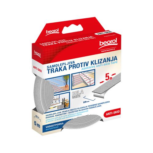 Beorol Samolepljiva traka protiv klizanja Anti-Skid 25mm x 5m, bela slika 1