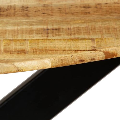 Blagovaonski stol od masivnog grubo obrađenog drva manga i čelika 120 x 77 cm slika 30