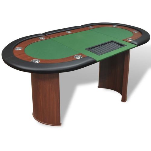 Stol za Poker za 10 Igrača s Prostorom za Djelitelja i Držačem Žetona Zeleni slika 1
