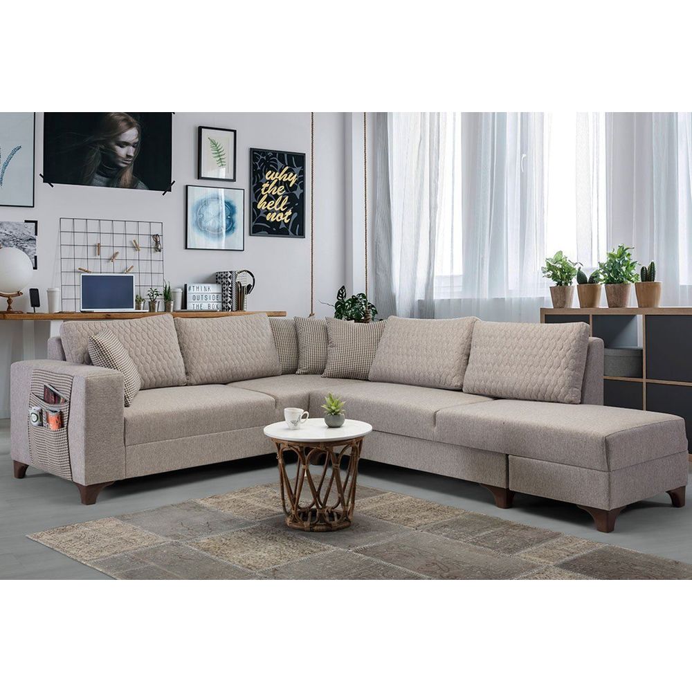 Ugaona Sofa Loft - svijetlosmeđa slika 1