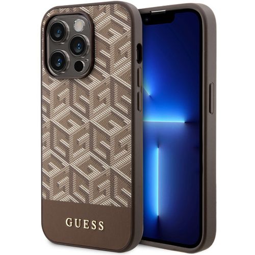 Guess Futrola za iPhone 14 Pro GCUBE PU STRIPES BROWN MagSafe slika 1