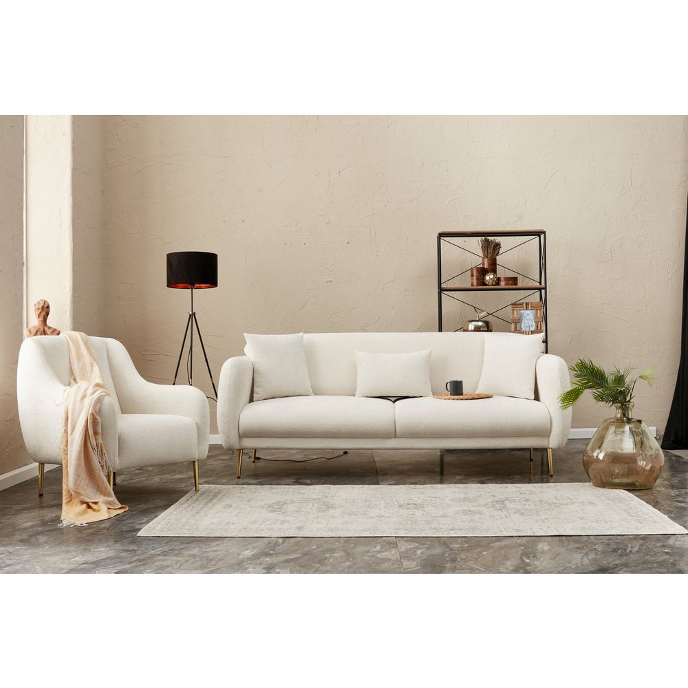 Simena - Krem Zlatni Sofa na Razvlačenje sa 3 Mjesta slika 3