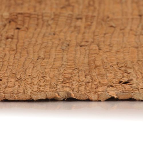 Ručno tkani tepih Chindi od kože 160 x 230 cm žućkastosmeđi slika 7