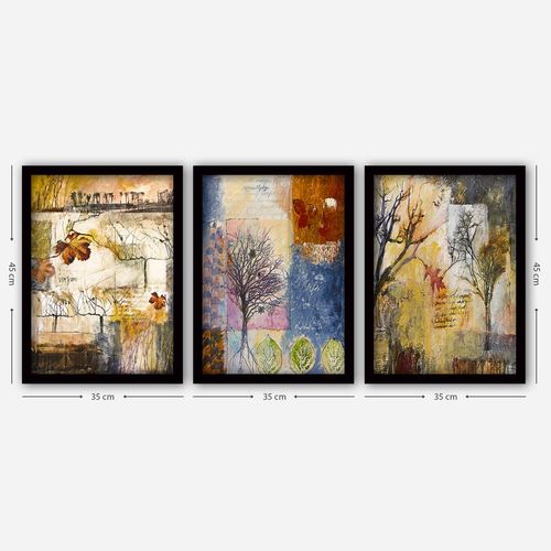 3SC147 Multicolor Decorative Framed Painting (3 Pieces) slika 2