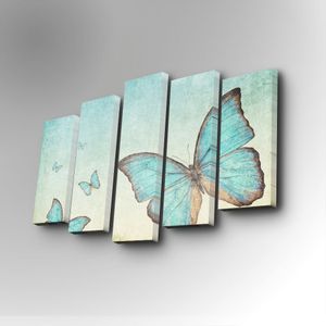 5PUC-035 Multicolor Decorative Canvas Painting (5 Pieces)