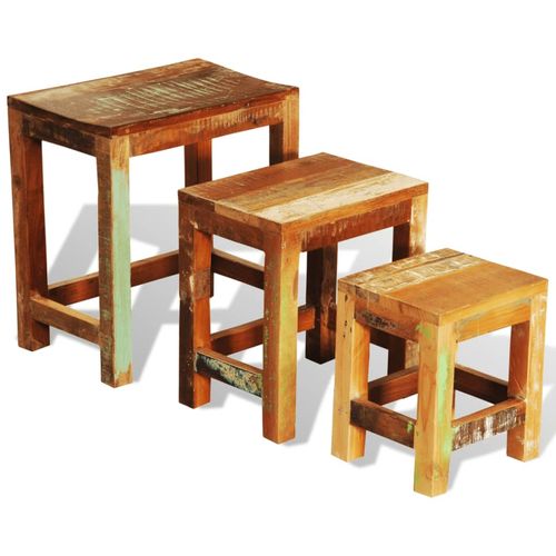 3-dijelni set uklapajućih stolića starinski obnovljeno drvo slika 56