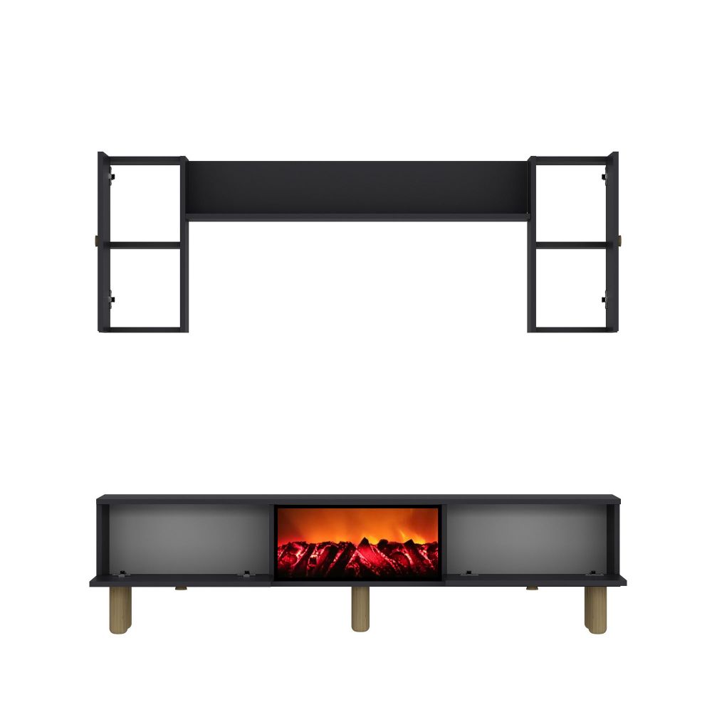 TV Unit Dario Bohem s Kaminom u boji antracita slika 5
