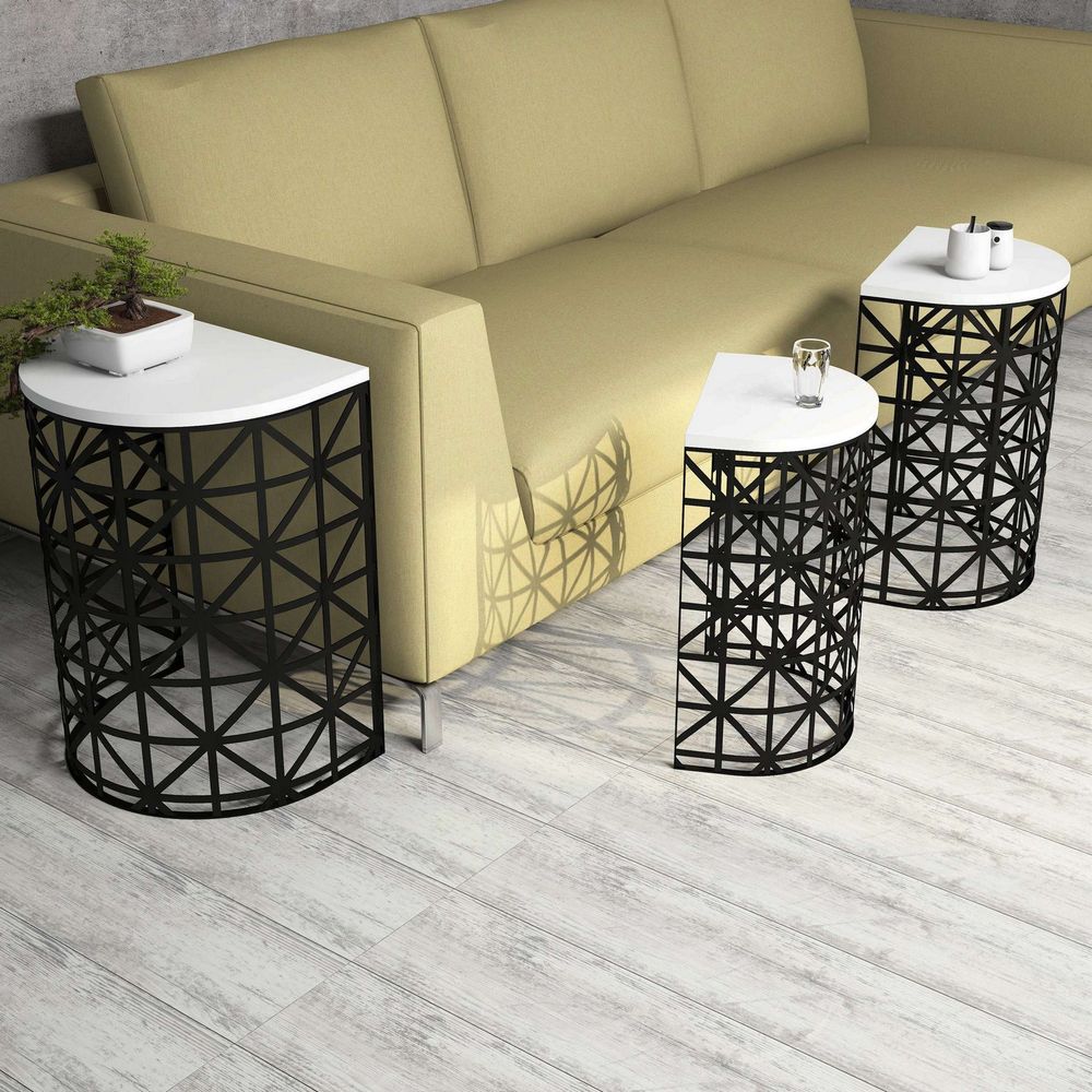 Nesting Table Stil Metal Ferforje - Bijela i Crna (3 komada) slika 3