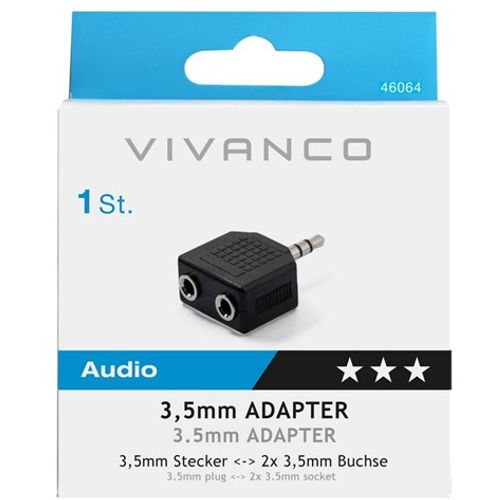 Adapter VIVANCO 46064, 3.5mm jack M na 2x 3.5mm jack Ž slika 1