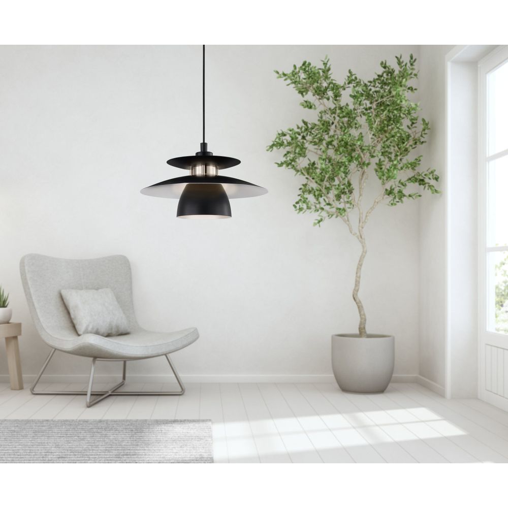 Eglo viseća lampa brenda e27 1x40w crno, saten nikal v:1500mm o320mm slika 4