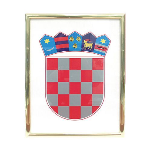 Grb Republike Hrvatske metalni okvir srebrni, 21x30 cm slika 1