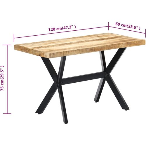 Blagovaonski stol od grubog masivnog drva manga 120x60x75 cm slika 28