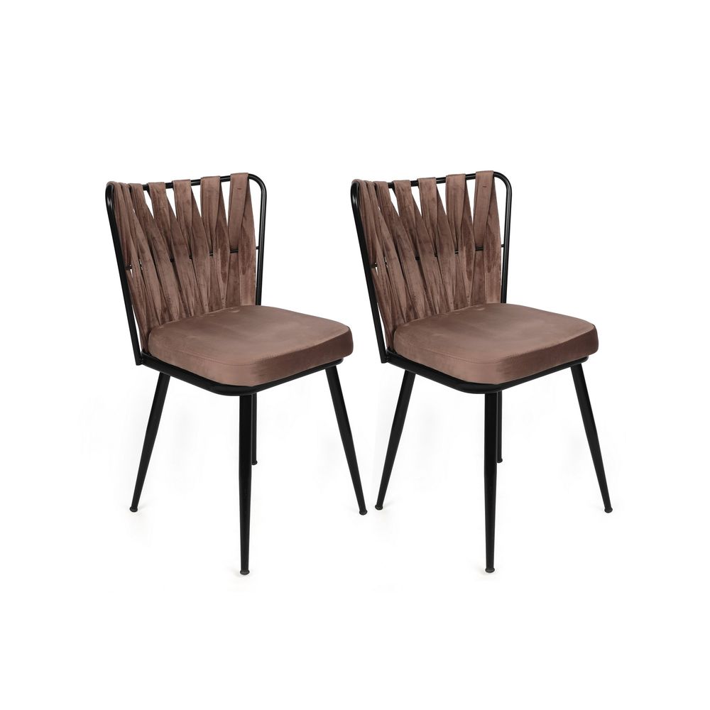 Kuşaklı-233 V4 Svijetlosmeđi Crni Set Stolica (4 Komada) slika 6