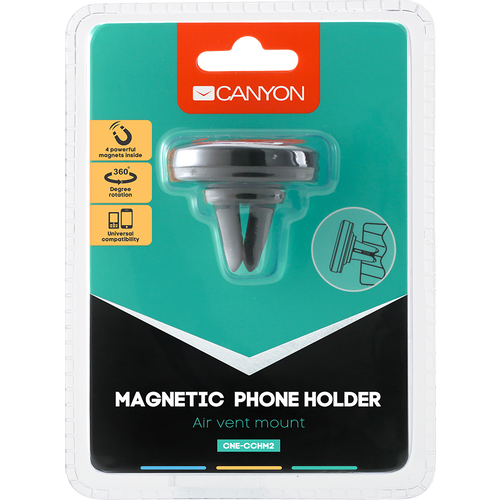 CANYON CH-2 Car Holder for Smartphones,magnetic suction function,with 2 plates(rectangle/circle), black,44*44*40mm 0.035kg slika 4