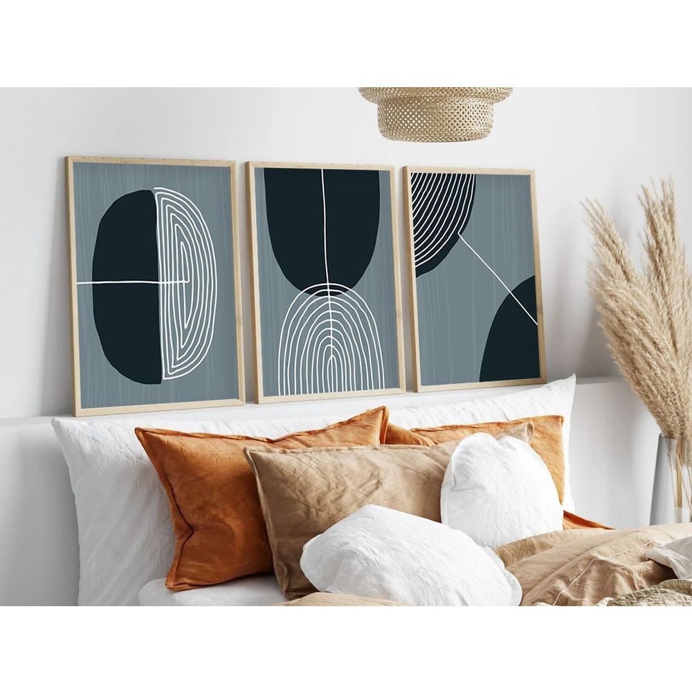 Huhu214 - Dekorativno Slikarstvo u Okviru, 50 x 70 cm, Višebojno (Set od 3 Komada) slika 3