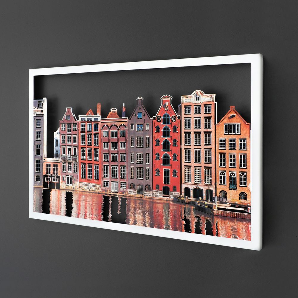 Amsterdam Houses - APT329MCA Bijeli Dekorativni Metalni Zidni Ukras slika 3