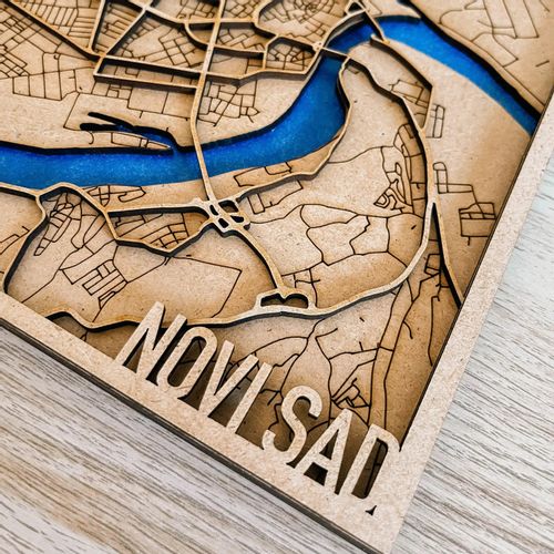 3D mapa grada "Novi Sad" (Braon) slika 3