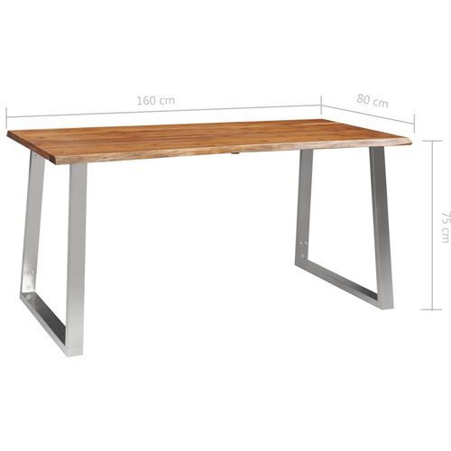 Blagovaonski stol 160 x 80 x 75 cm od bagremovog drva i čelika slika 13
