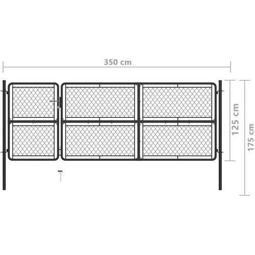 Vrtna vrata čelična 125 x 350 cm antracit slika 5