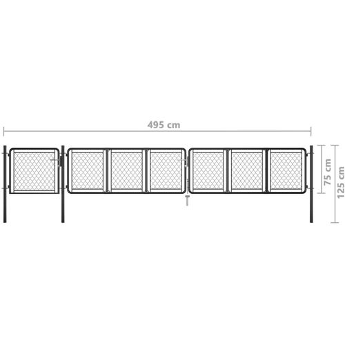 Vrtna vrata čelična 75 x 495 cm antracit slika 5