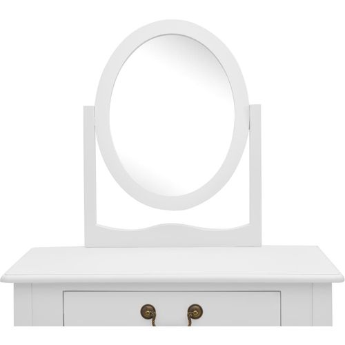 Toaletni stolić sa stolcem bijeli 65x36x128 cm paulovnija i MDF slika 6