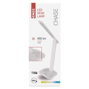 Stona lampa LED Chase bela Emos Z7619W