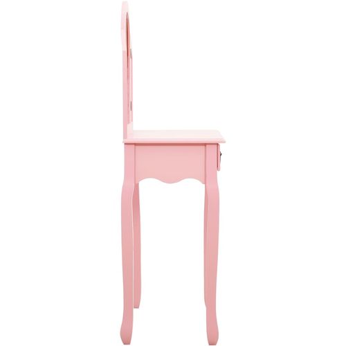 Toaletni stolić sa stolcem rozi 65x36x128 cm paulovnija i MDF slika 28