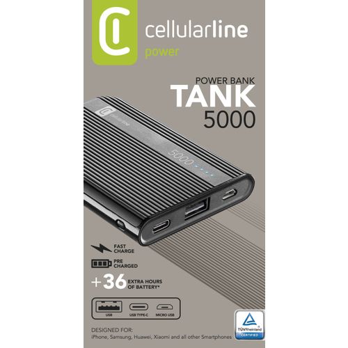 Cellularline prijenosni punjač Tank 5.000 mAh crni slika 3