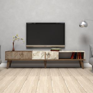 Woody Fashion Stalak za televizor, Milan - Walnut, White Marble