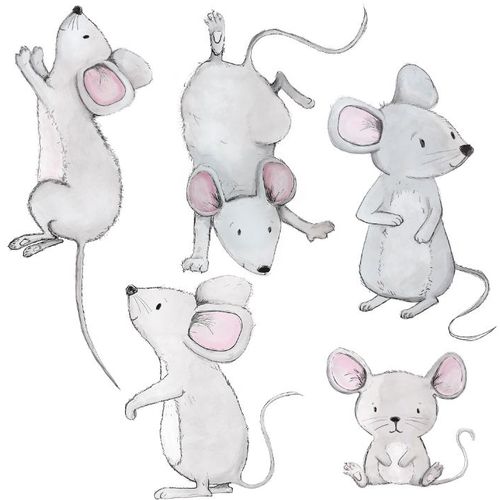 Pastelowe zidne naljepnice obitelj miševa slika 3