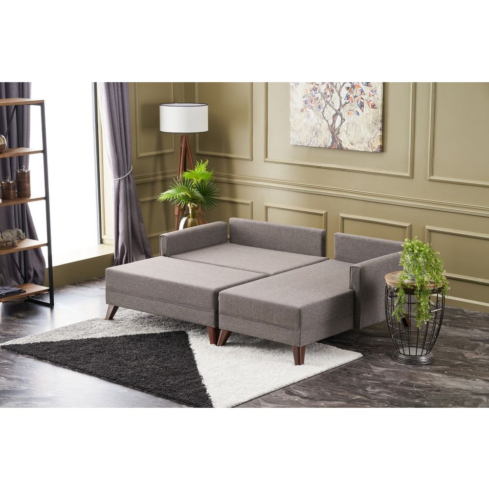 Bella Mini Ugaona Sofa Desna - Smeđa Ugaona Sofa na Razvlačenje slika 3
