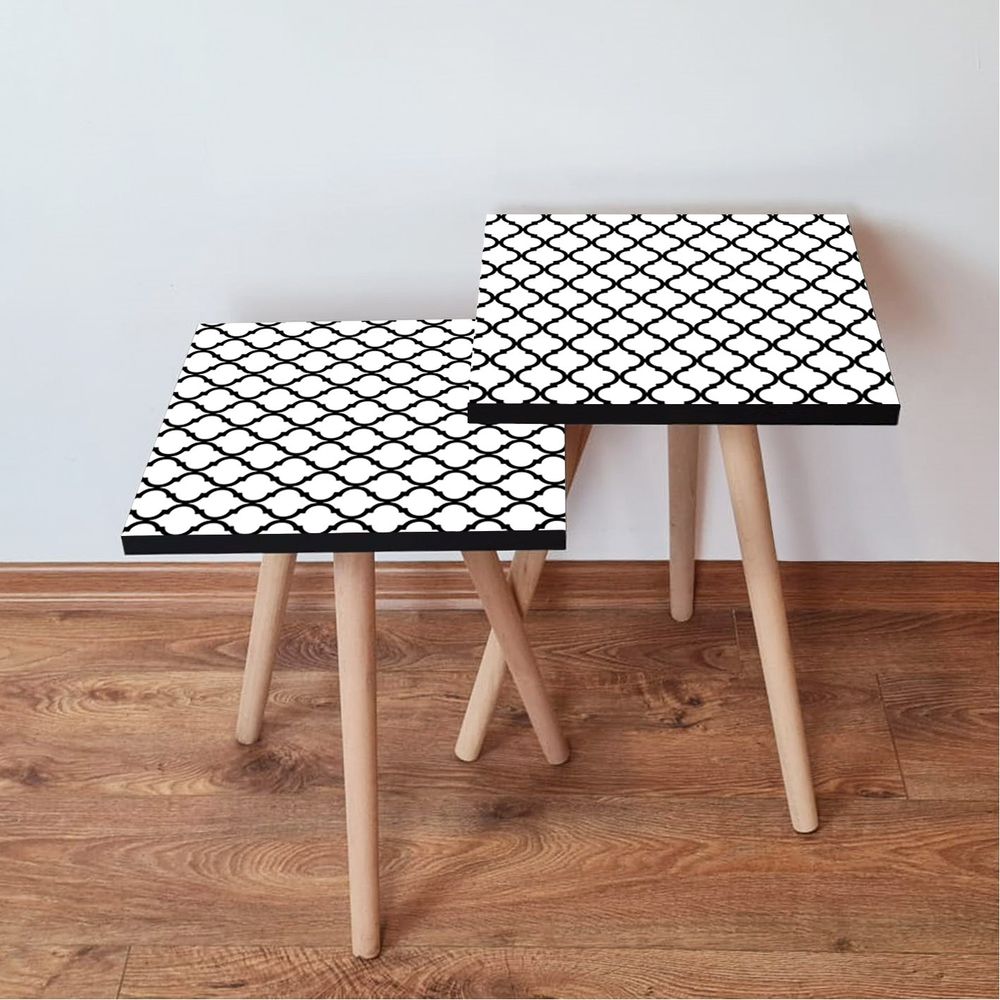 Nesting stolovi 2Shp393 - (2 komada) - boje: bijela, crna slika 1