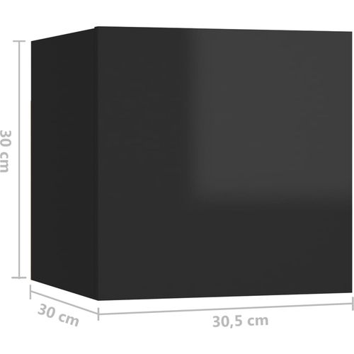 Zidni TV ormarići 8 kom visoki sjaj crni 30,5 x 30 x 30 cm slika 5