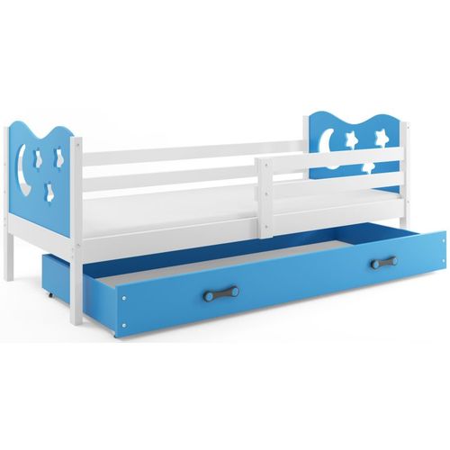 Drveni dječji krevet Max s ladicom - 190x90cm - bijeli - plavi slika 2