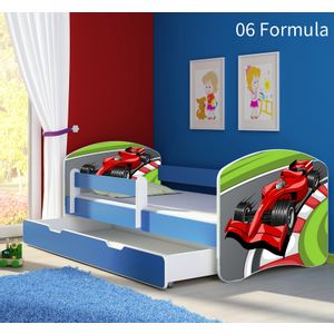 Dječji krevet ACMA s motivom, bočna plava + ladica 140x70 cm - 06 Formula 1