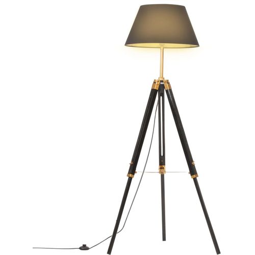 Podna svjetiljka s tronošcem crno-zlatna od tikovine 141 cm slika 20