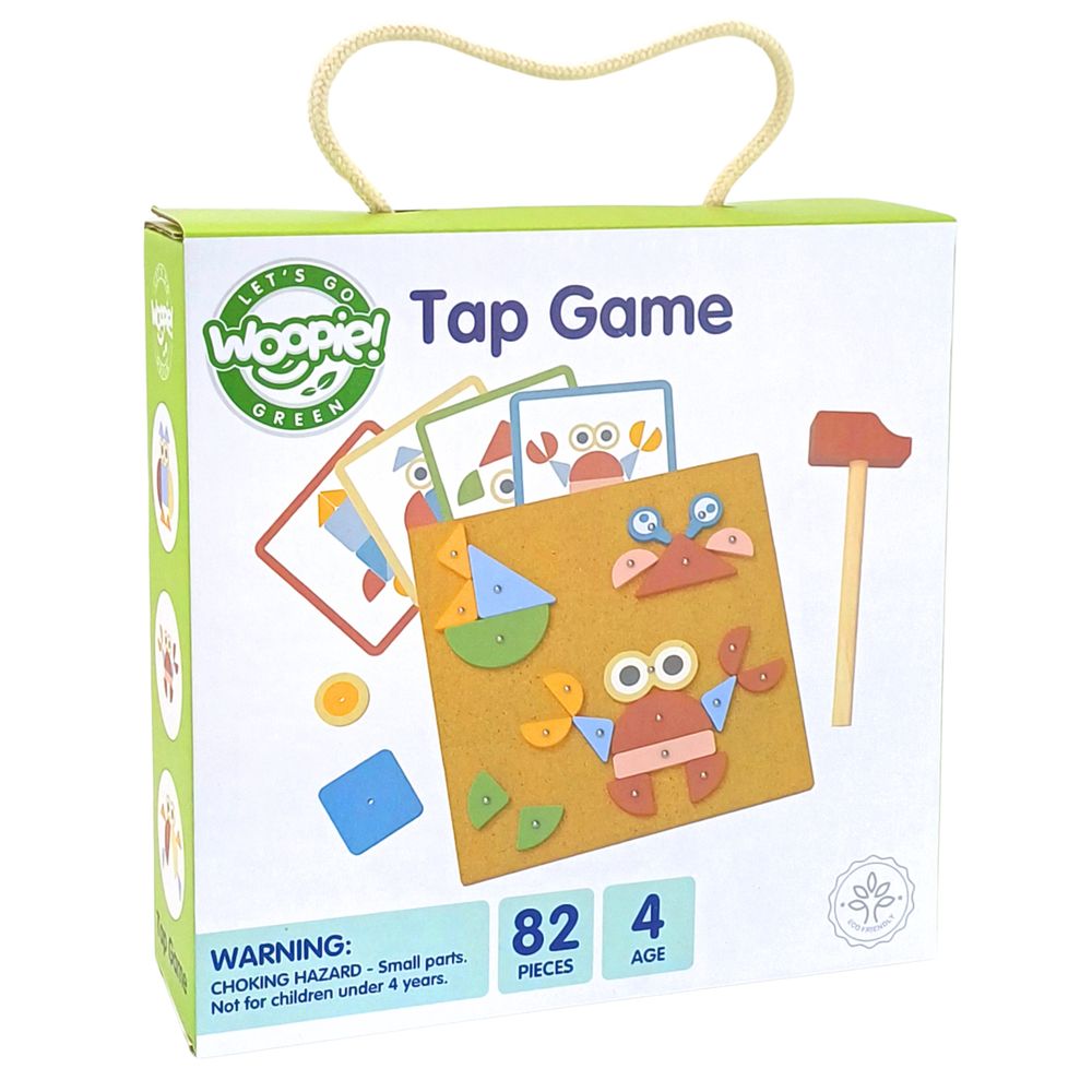 Woopie zelena drvena igra zabijanja čavala s čekić puzzle 20 uzoraka 82 kom. slika 6