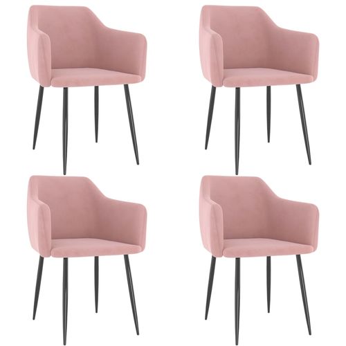 Blagovaonske stolice 4 kom ružičaste baršunaste slika 1