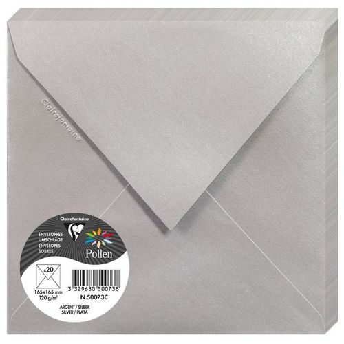 Clairefontaine kuverte Pollen 165x165mm 120gr silver 1/20 slika 1