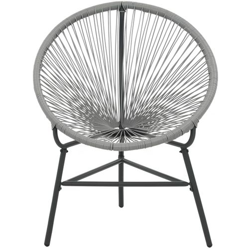 Vrtna okrugla stolica od poliratana siva slika 24