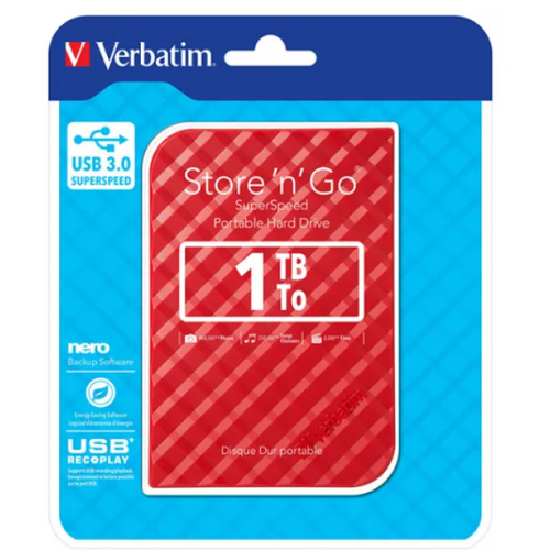 HDD E2.5" Verbatim 1TB USB 3.0 Store'n'Go 53203, Red slika 2